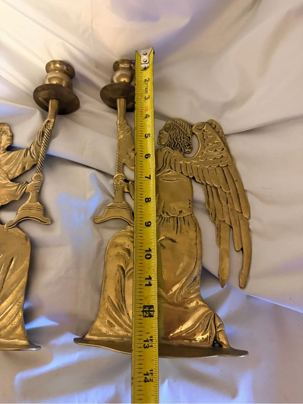 Vintage Solid Brass Kneeling Angel Candlestick Holders Pair | French Country